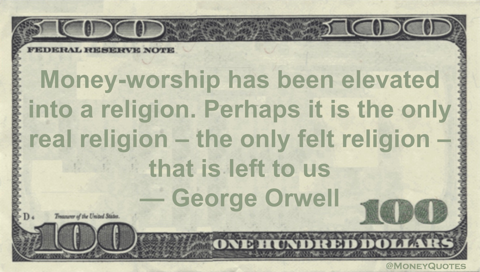 George Orwell: Money Worship Religion - Money Quotes 